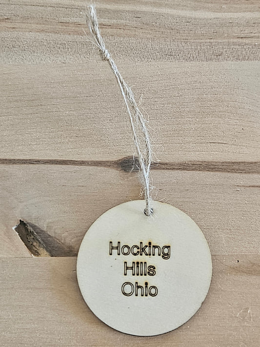 Wood Engraved Collectable Hocking Hills Christmas Ornament