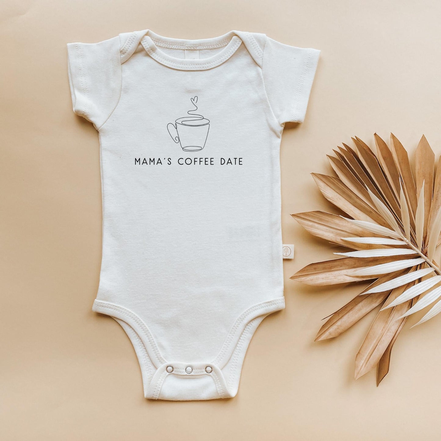 Mama's Coffee Date Organic Cotton Baby Bodysuit Short Sleeve