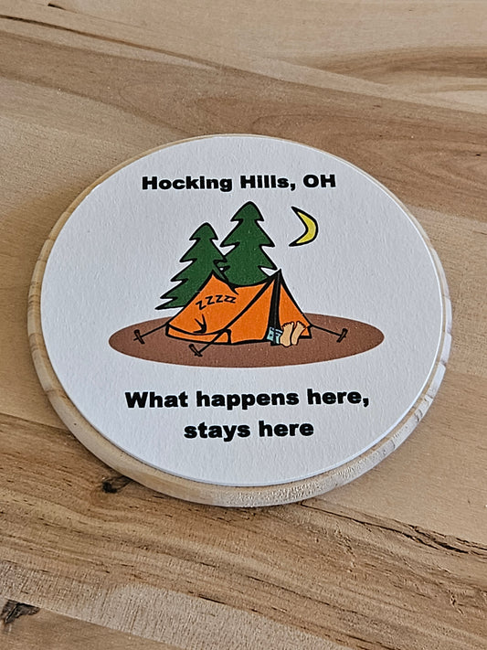 Hocking Hills Happens Here Stays Here Coaster