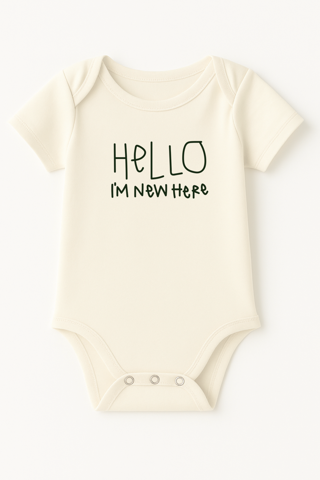 Hello I'm New Here Organic Cotton Baby Bodysuit Short Sleeve
