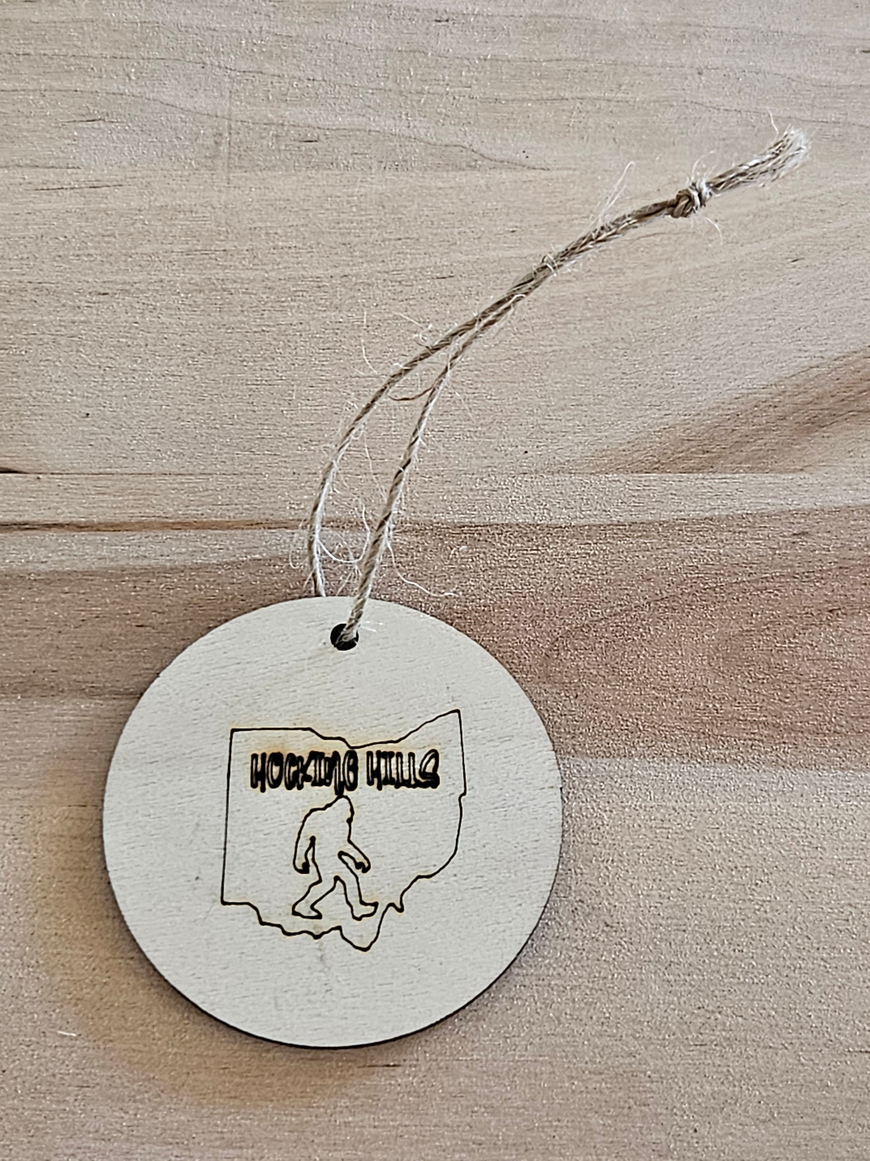 Wood Engraved Collectable Hocking Hills Christmas Ornament