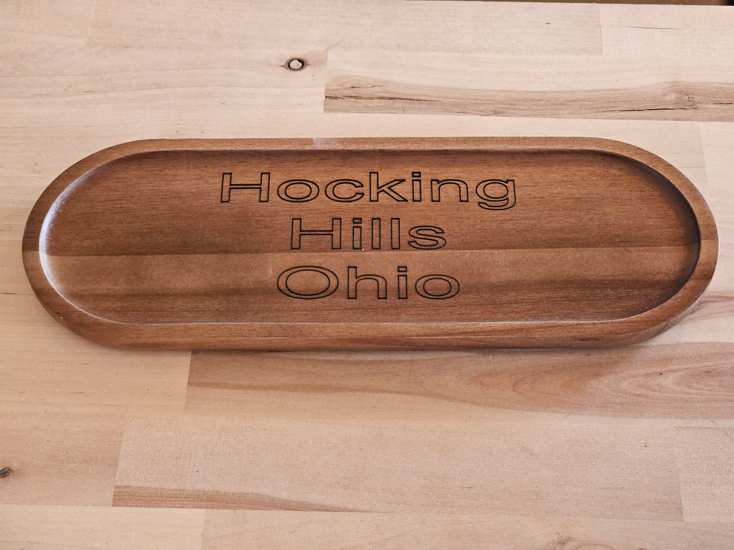 Wood Hocking Hills Ohio Engraved Small Serving Tray