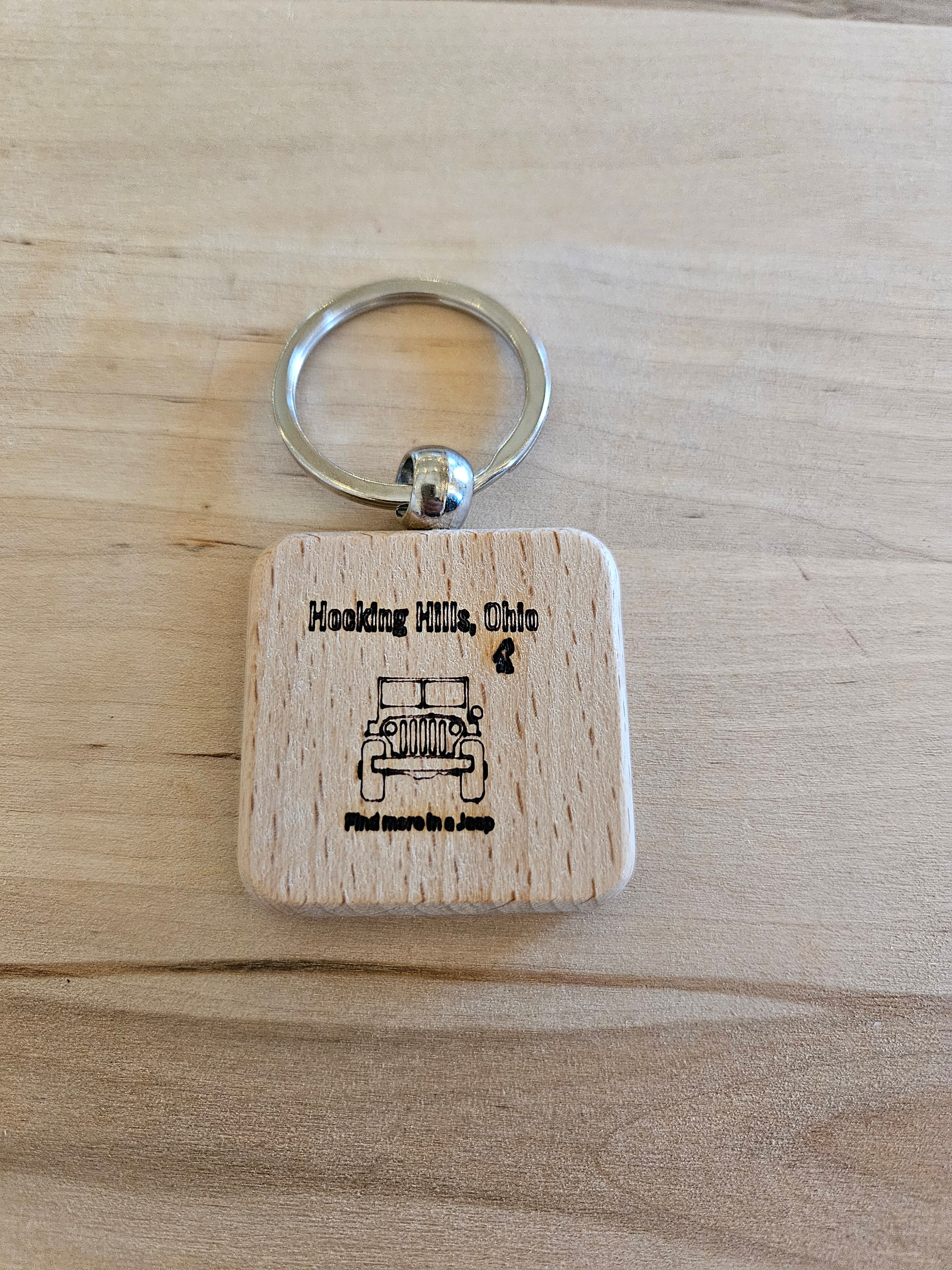 Hocking Hills Wood Laser Engraved Ohio Keychain