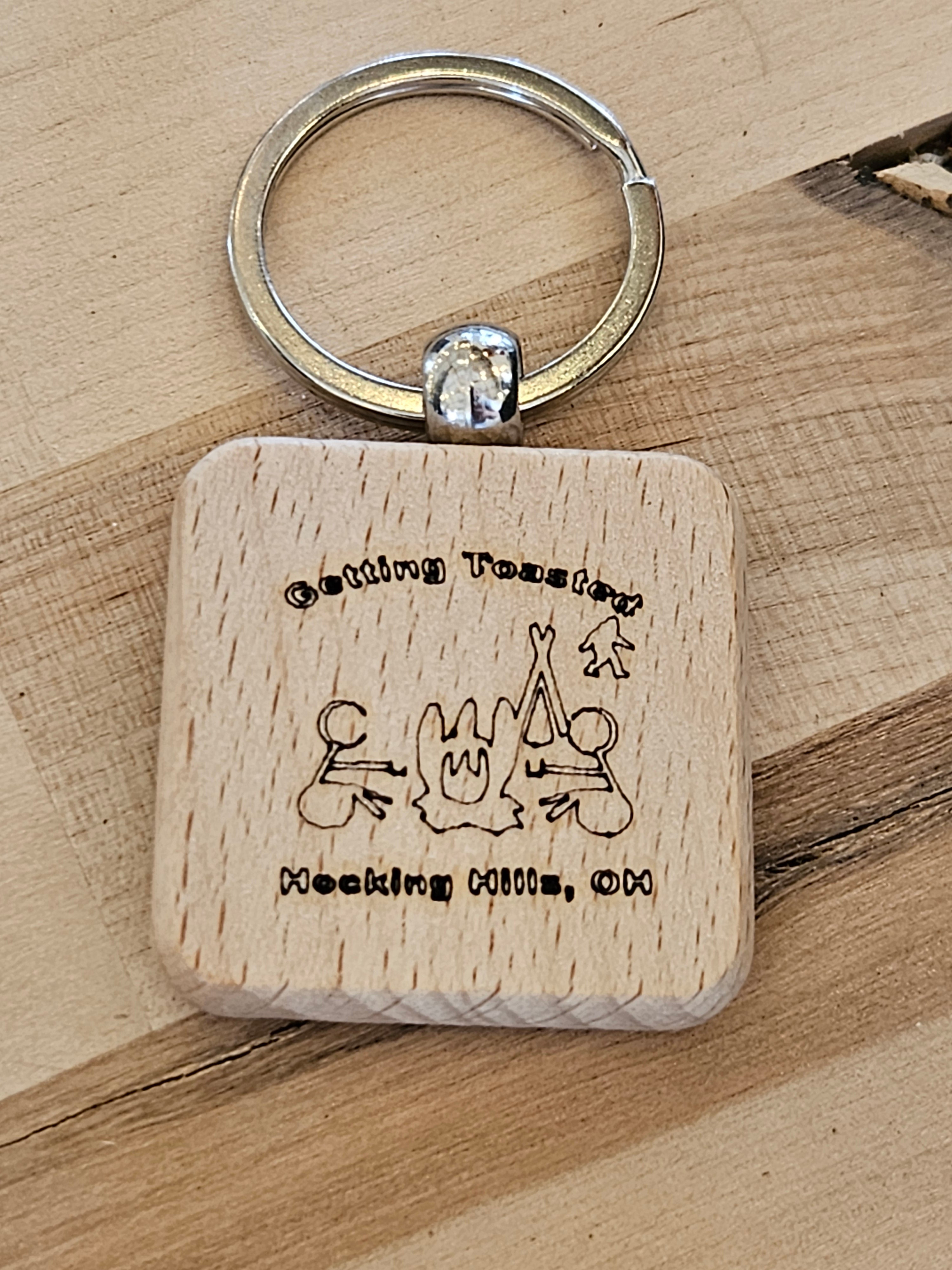 Hocking Hills Wood Laser Engraved Ohio Keychain