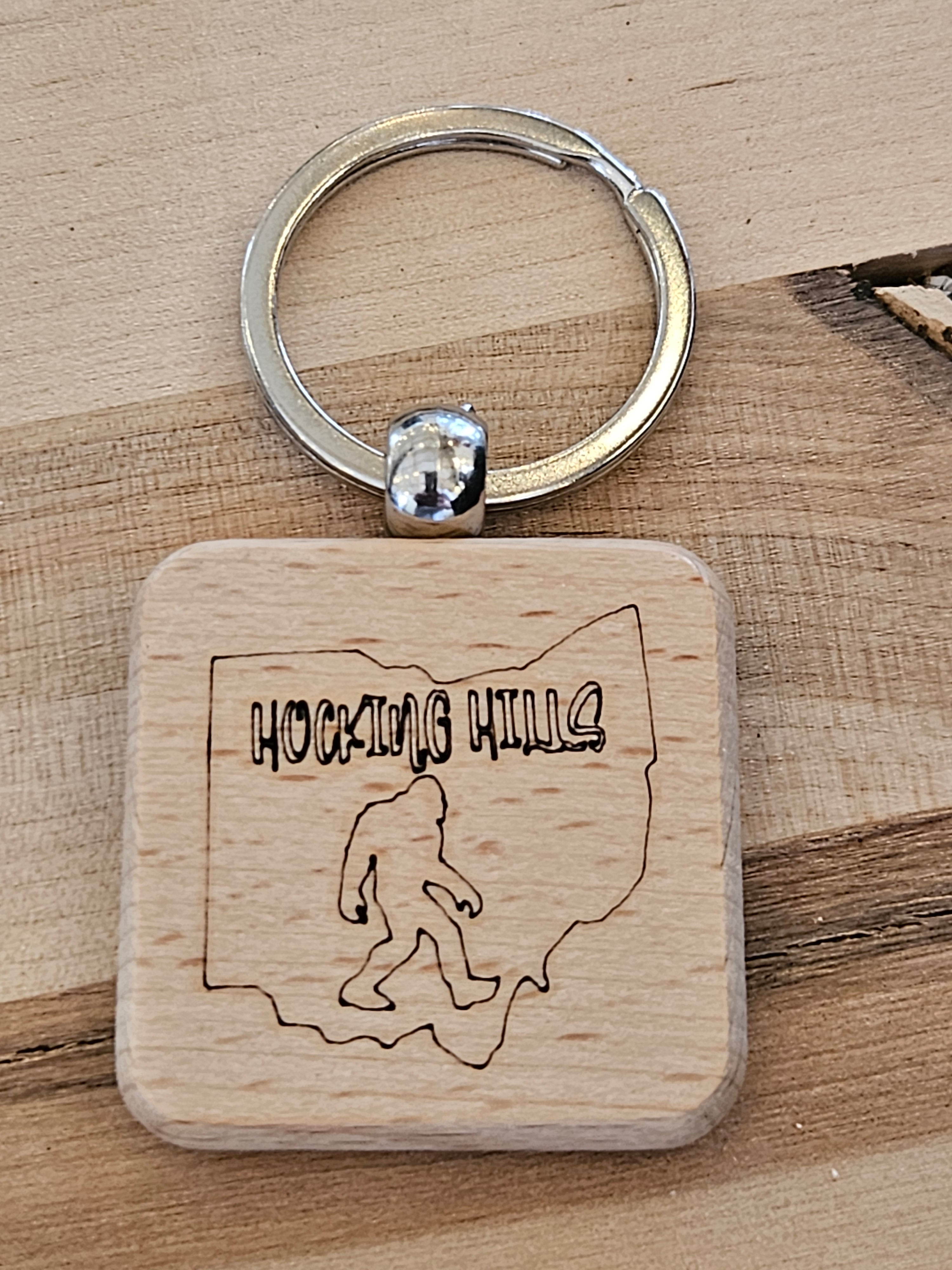 Hocking Hills Wood Laser Engraved Ohio Keychain
