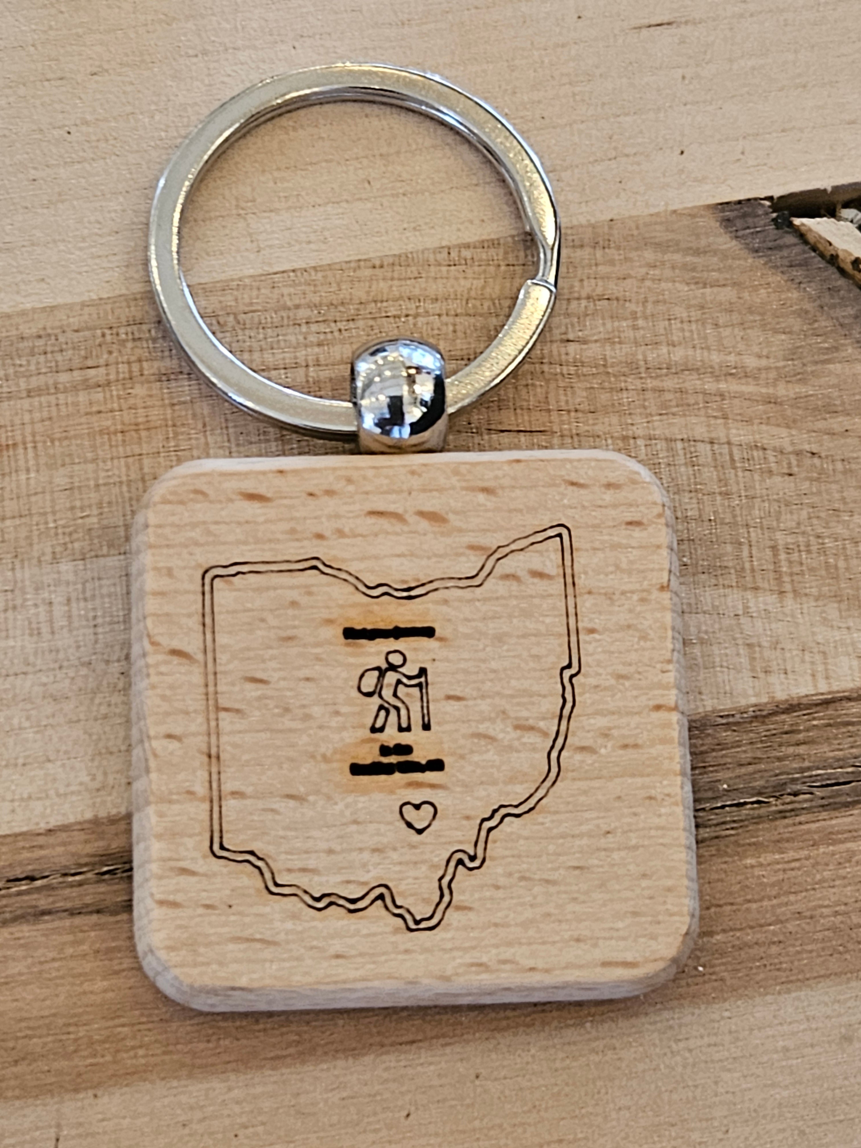 Hocking Hills Wood Laser Engraved Ohio Keychain