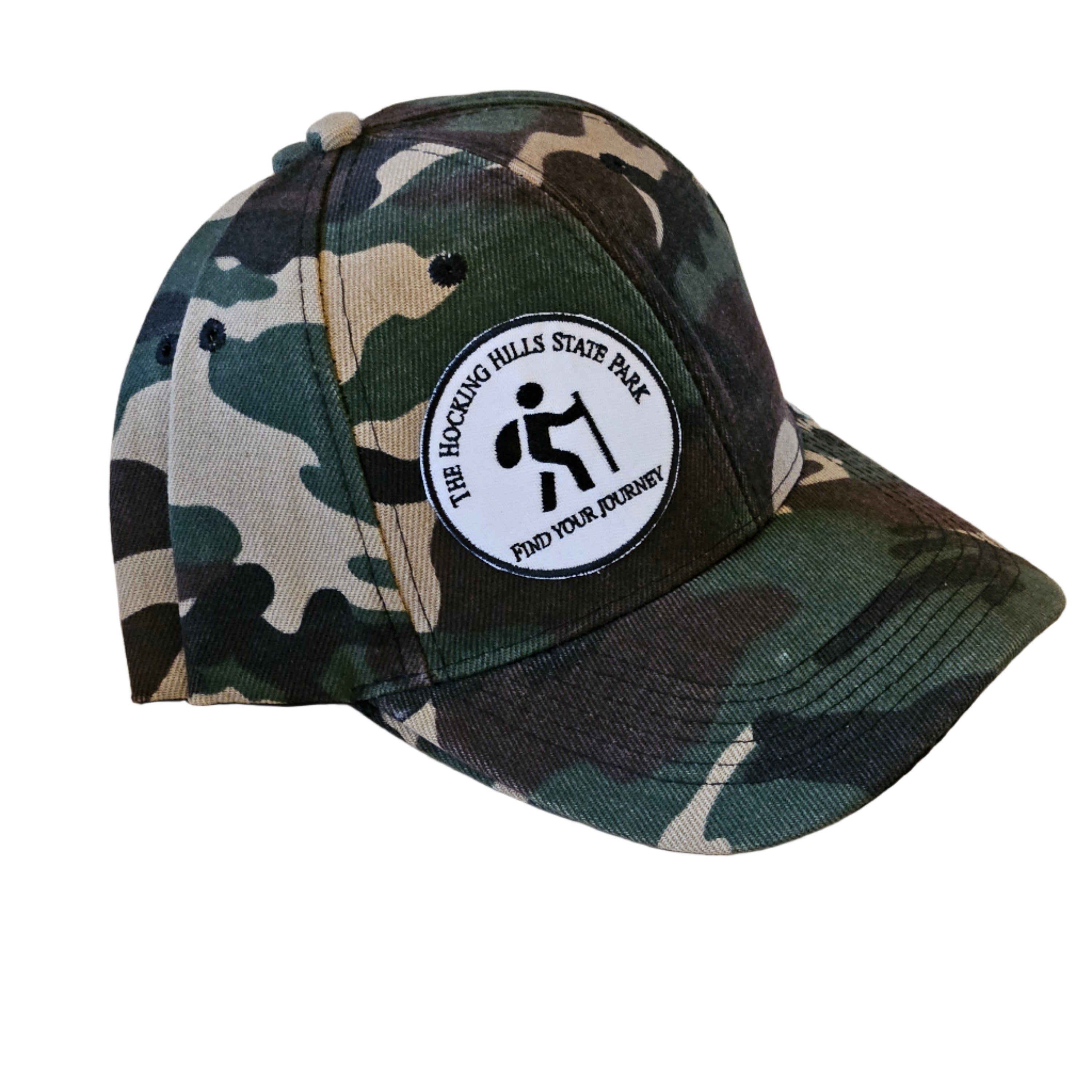 Camouflage cap with a logo on a White surface