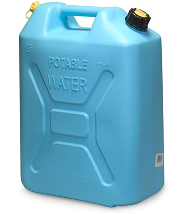 Scepter Portable Plastic Military Style Food Grade 5 Gal Water Jug Container with Reversible Spout for Camping & Emergency Storage, Blue