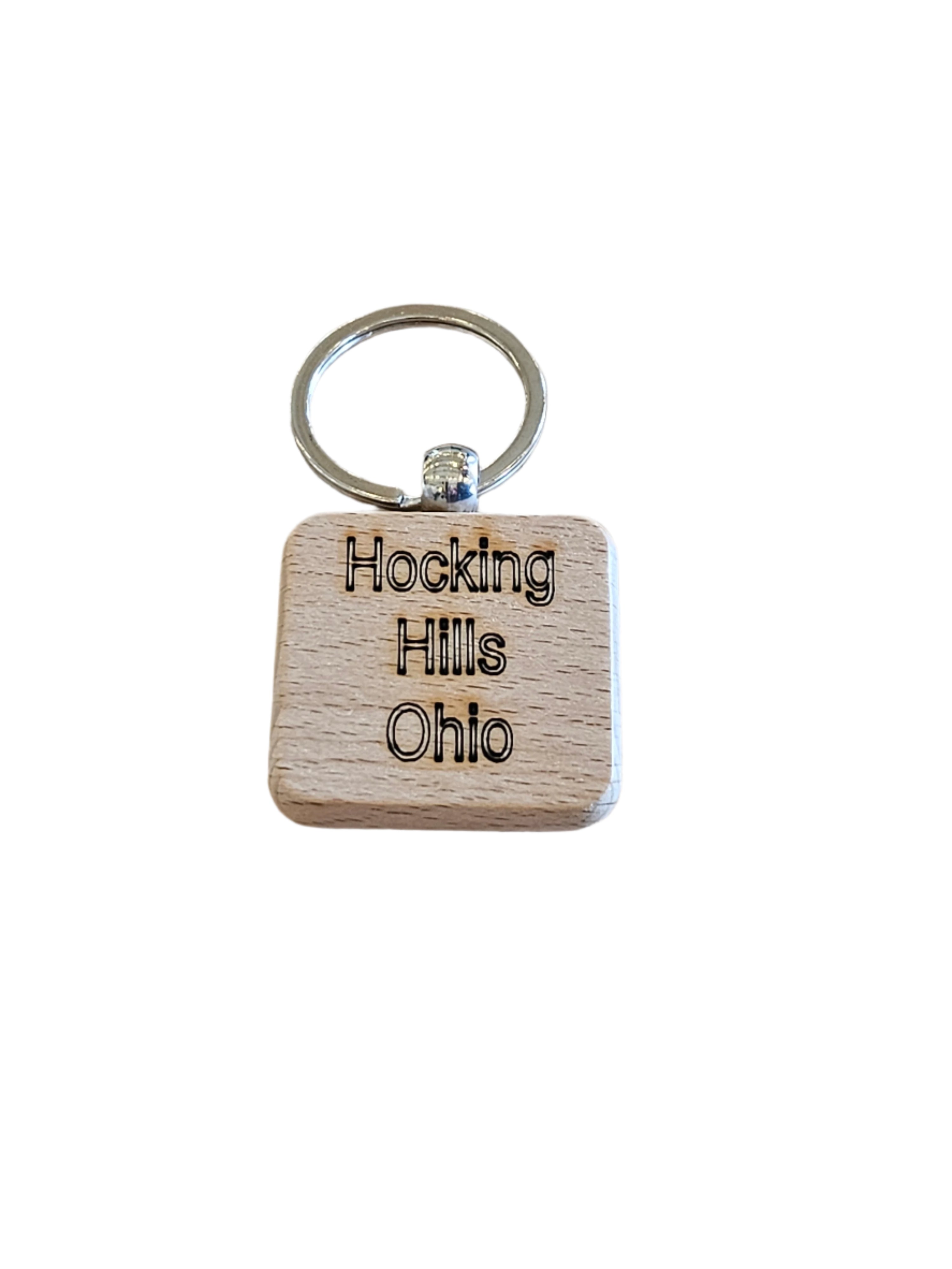 Wood Engraved Hocking Hills Ohio Keychain