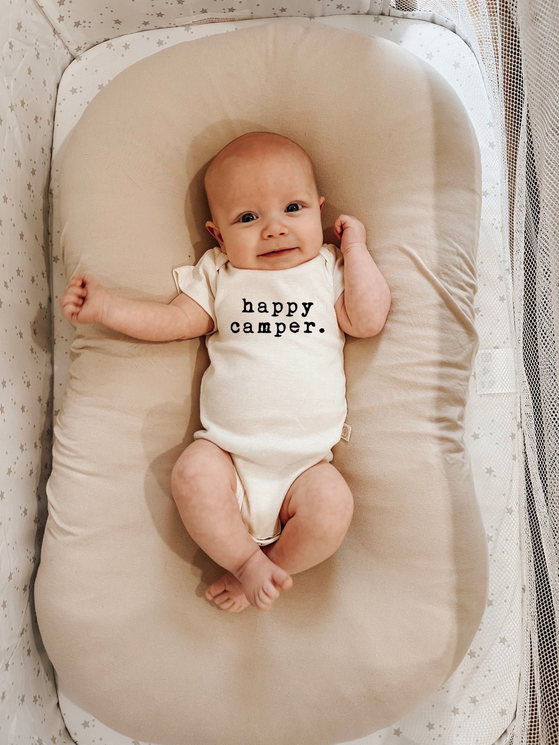 Happy Camper Organic Cotton Baby Bodysuit Short Sleeve