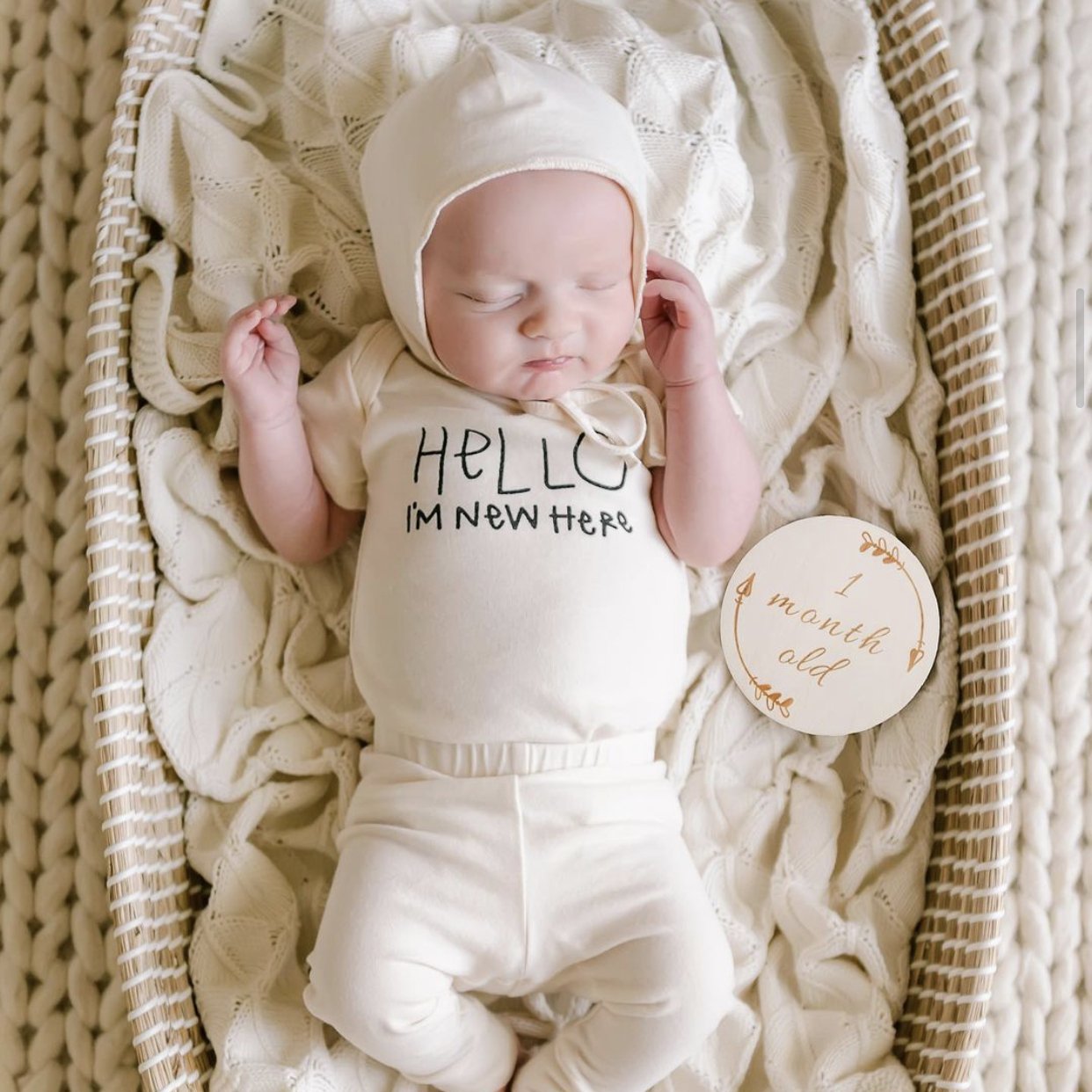 Hello I'm New Here Organic Cotton Baby Bodysuit Short Sleeve