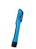 The Hocking Hills Store blue LED shirt clip trail light with black accents. Features