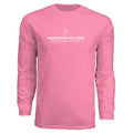 The Hocking Hills Store pink long-sleeve polyester t-shirt with Passioninyou.org logo and tagline.