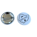 The Hocking Hills Store John Glenn Astronomy Park button featuring an Ohio outline with a telescope and heart.