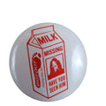 The Hocking Hills Store Big Foot milk carton button with red text and image of Bigfoot.