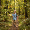 The Hocking Hills Store light blue t-shirt with a Bigfoot milk carton missing design. Features Bigfoot footprint and text.