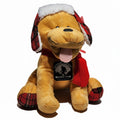 The Hocking Hills Store Bigfoot Search Team puppy plush toy with red plaid hat, scarf, and tie.