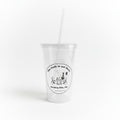 The Hocking Hills Store Bigfoot 'The Truth is Out There' sipper cup with lid and straw. Clear plastic.
