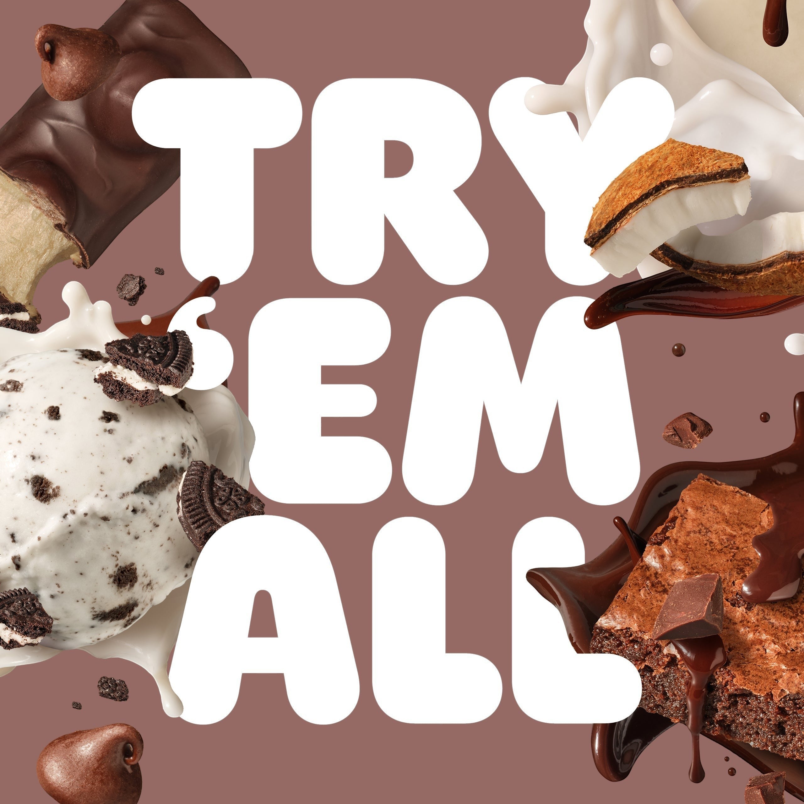 The Hocking Hills Store Brownie Batter Puff protein bar with chocolate, brownie, and cookies and cream ice cream.