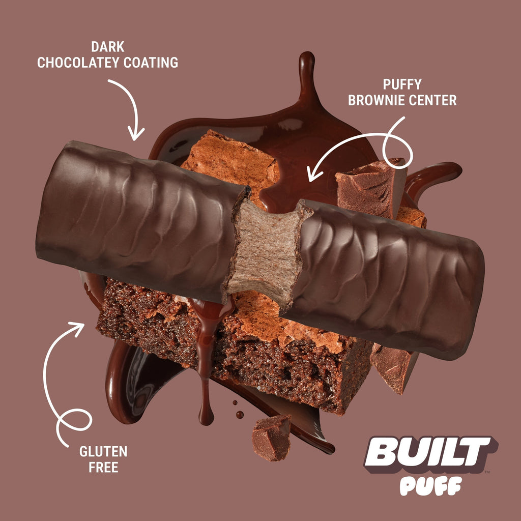 The Hocking Hills Store Brownie Batter Puff bar with dark chocolatey coating and puffy brownie center, gluten-free.