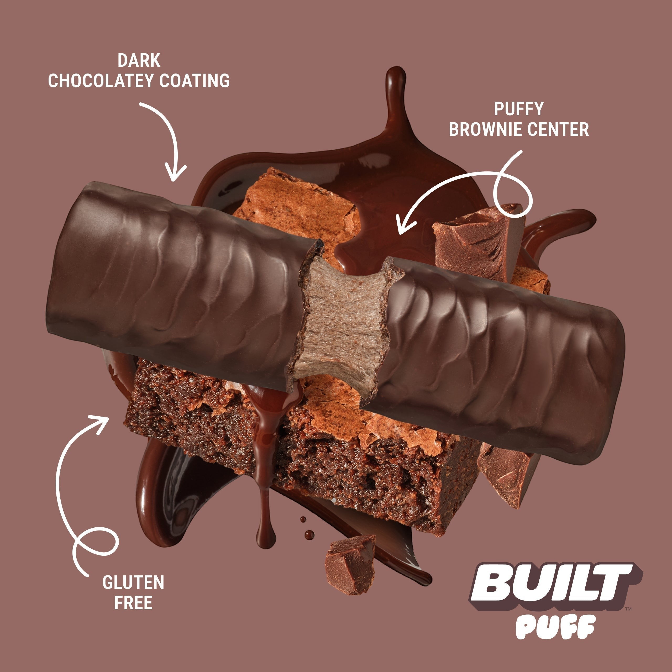 The Hocking Hills Store Brownie Batter Puff bar with dark chocolatey coating and puffy brownie center, gluten-free.