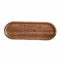 The Hocking Hills Store engraved wooden serving tray with "Hocking Hills Ohio" text. Natural wood finish, oval shape, 12x4 inches.