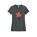 The Hocking Hills Store charcoal grey crewneck t-shirt featuring a vibrant maple leaf graphic with Fall script text.