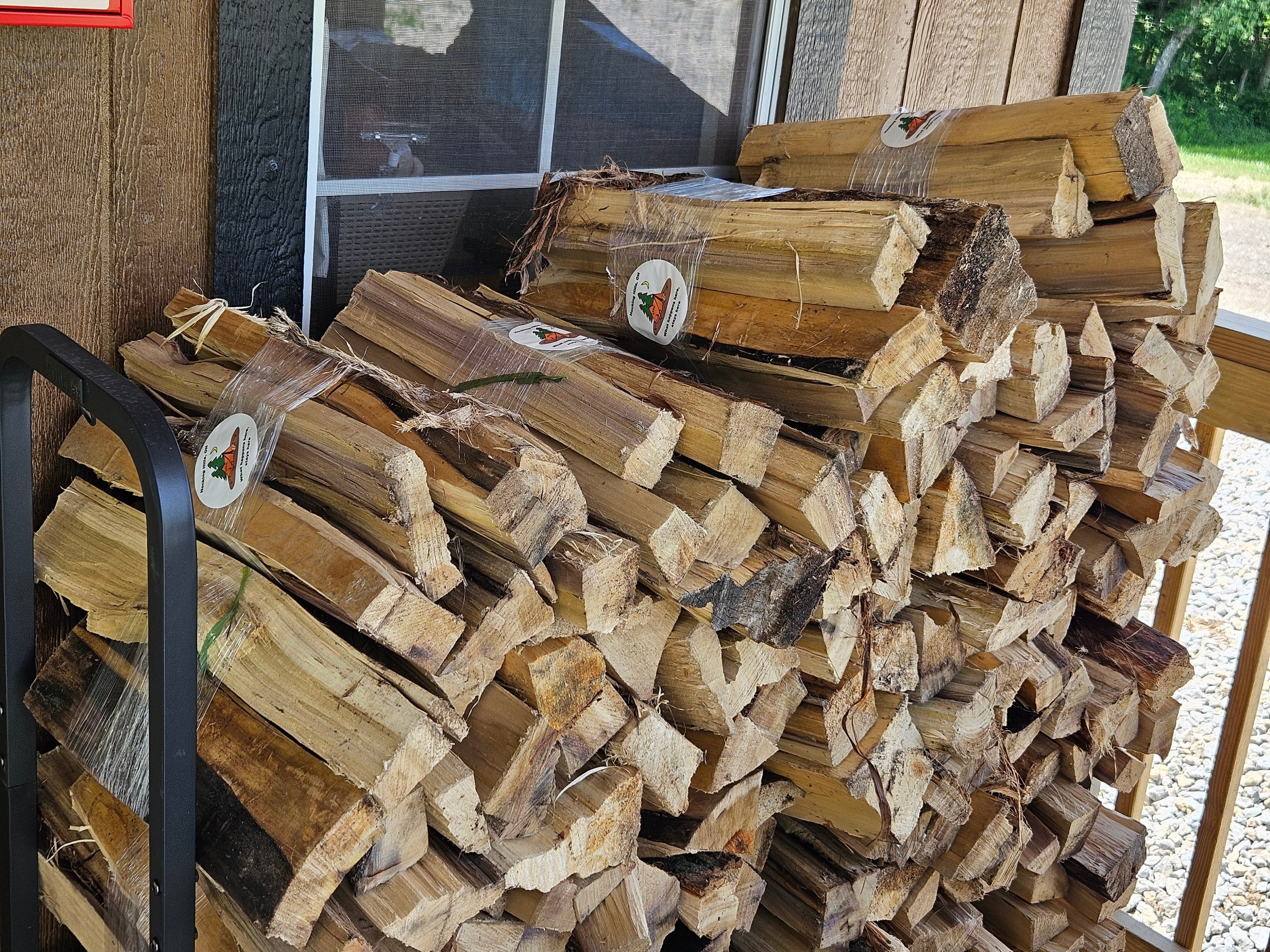 The Hocking Hills Store firewood bundle, sustainably sourced hardwood logs for fireplaces and firepits.