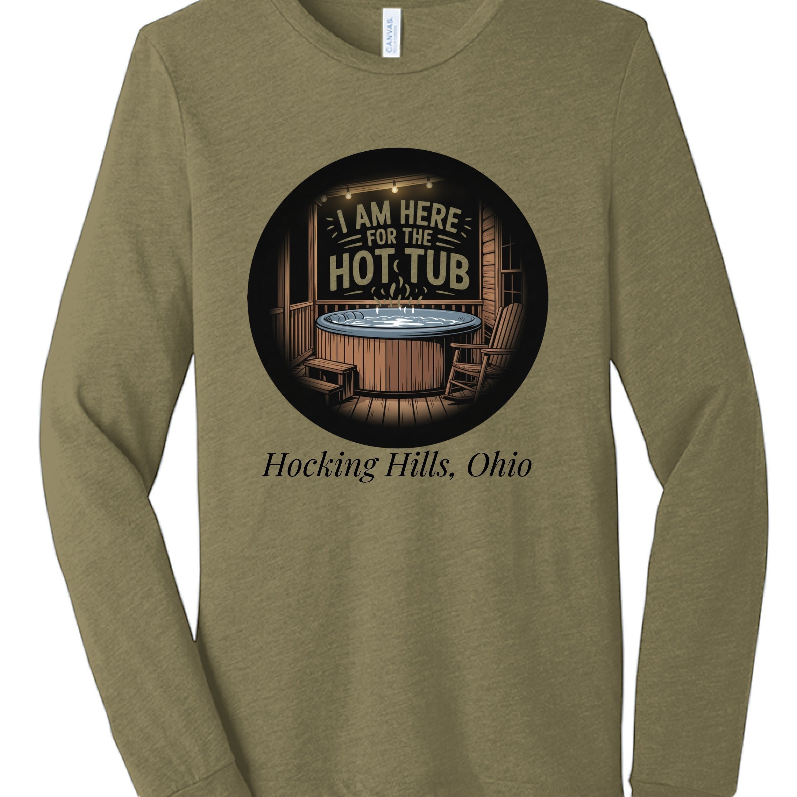 The Hocking Hills Store olive green tri-blend long sleeve tee with