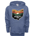 The Hocking Hills Store kids' heather blue pullover hoodie with a Hocking Hills Ohio graphic.