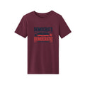 The Hocking Hills Store maroon t-shirt featuring a graphic print about the difference between Democrat and Democratic.