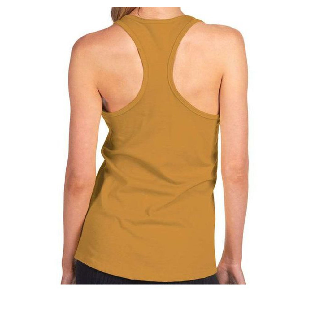 The Hocking Hills Store mustard yellow racerback tank top made from lightweight cotton-polyester jersey