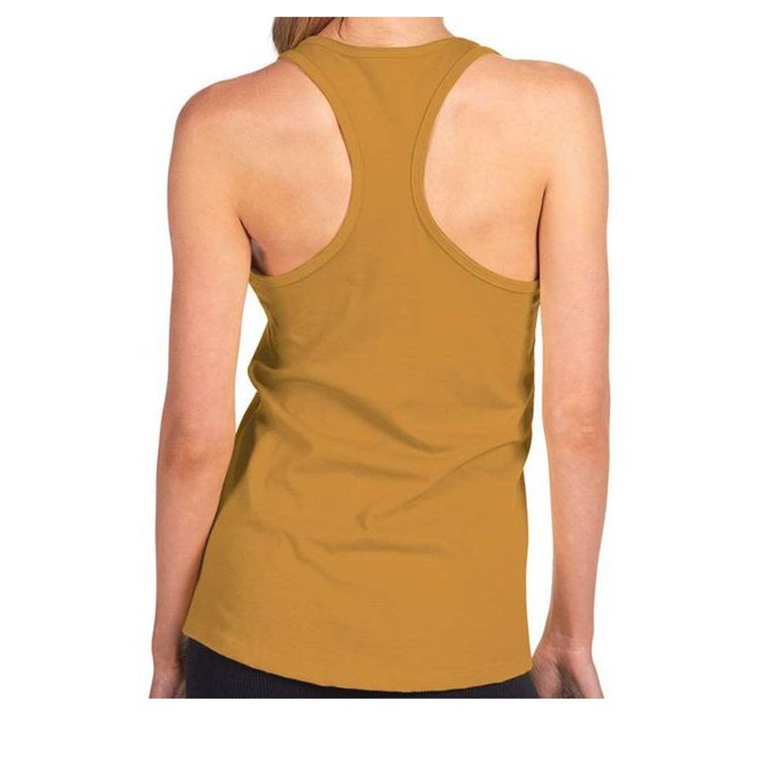 The Hocking Hills Store mustard yellow racerback tank top made from lightweight cotton-polyester jersey