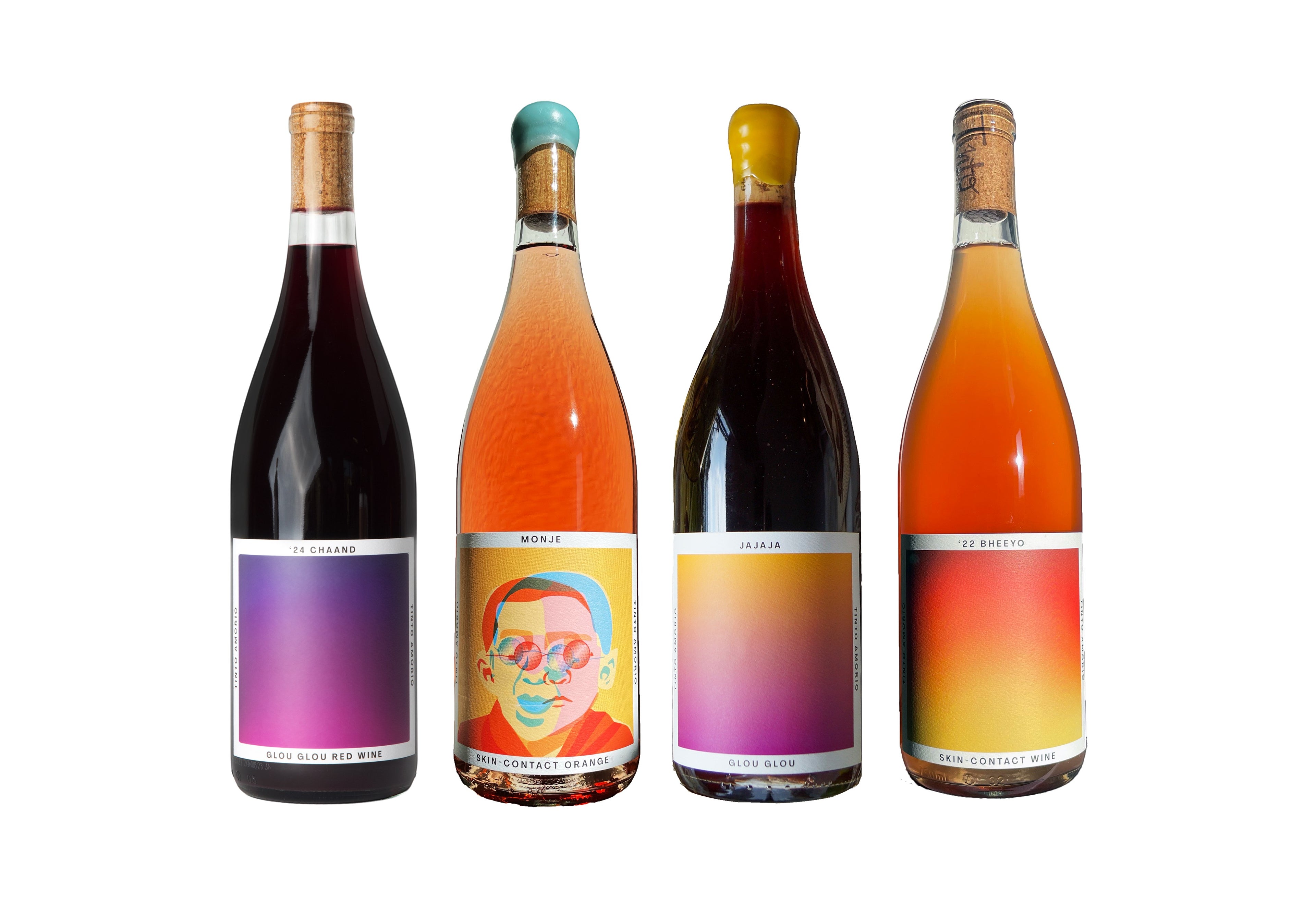 The Hocking Hills Store Natural Wine Chaand Sampler features four bottles: red, rosé, and two orange wines with artistic labels.