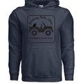 The Hocking Hills Store navy blue cotton blend hoodie with a Jeep Bigfoot Search Team graphic.