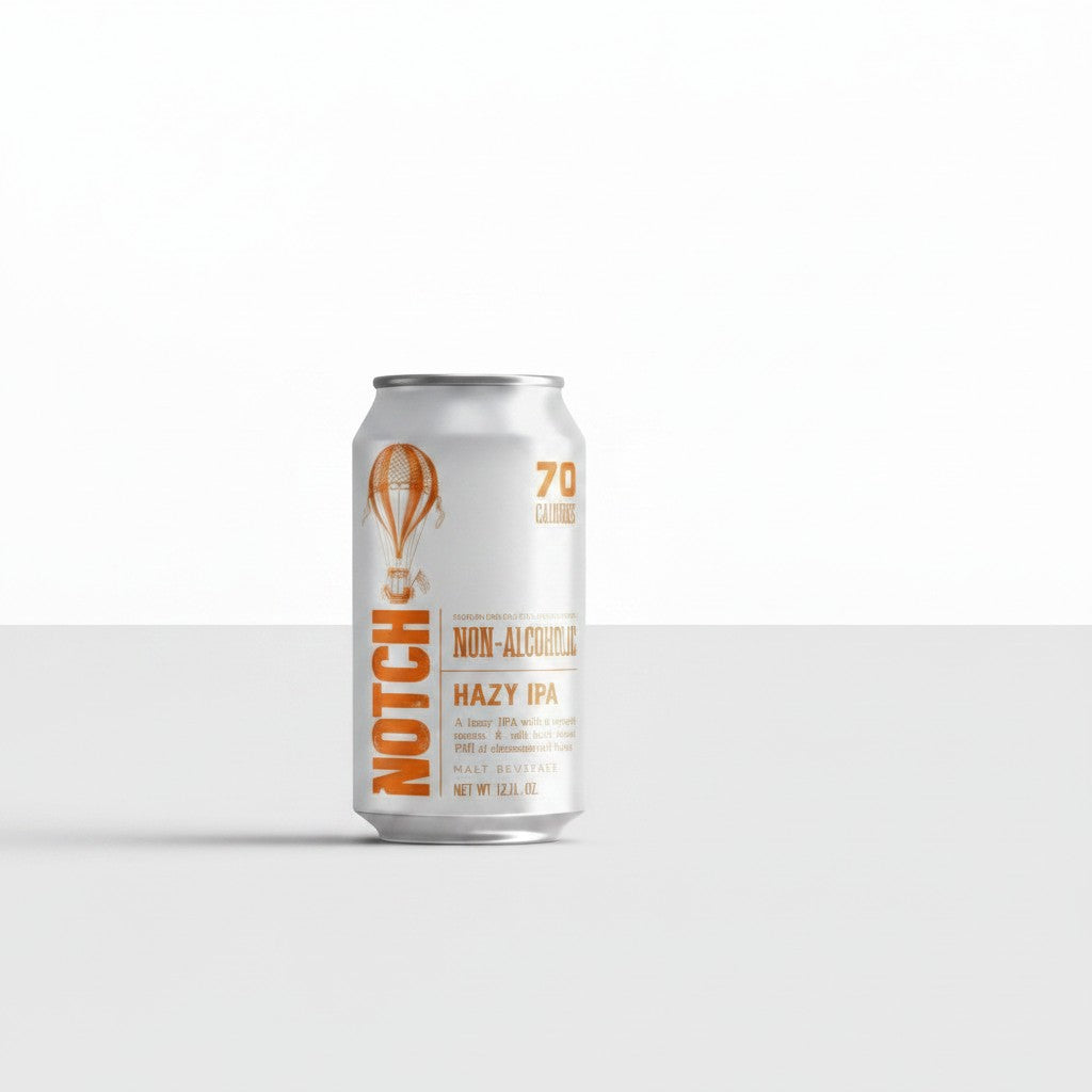 The Hocking Hills Store Non-Alcoholic Hazy IPA can with tropical aroma and soft juicy flavor, 70 calories.