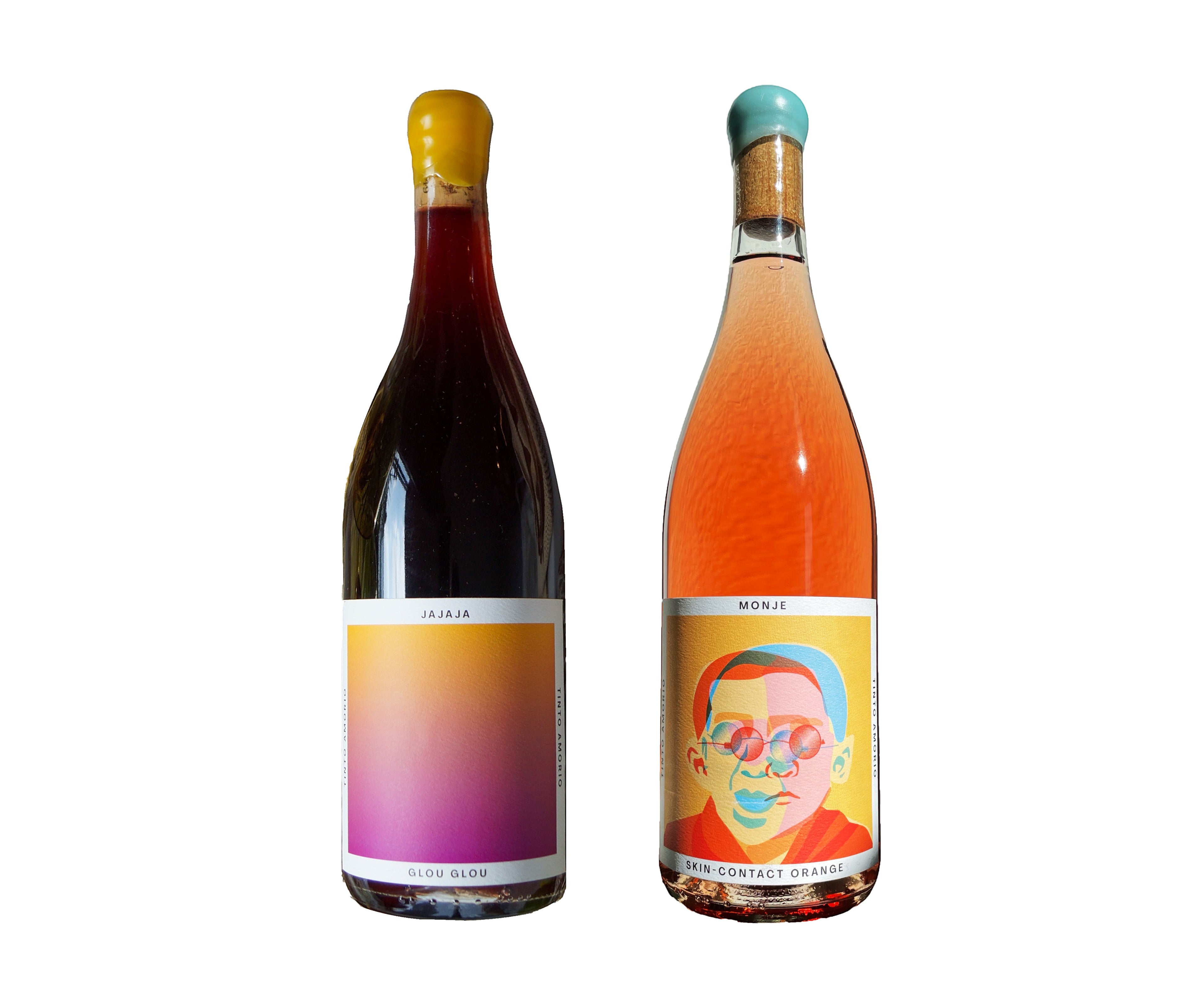 The Hocking Hills Store Orange Wine & Glou Glou bundle featuring a dark red wine and a rosé orange wine, perfect for parties.