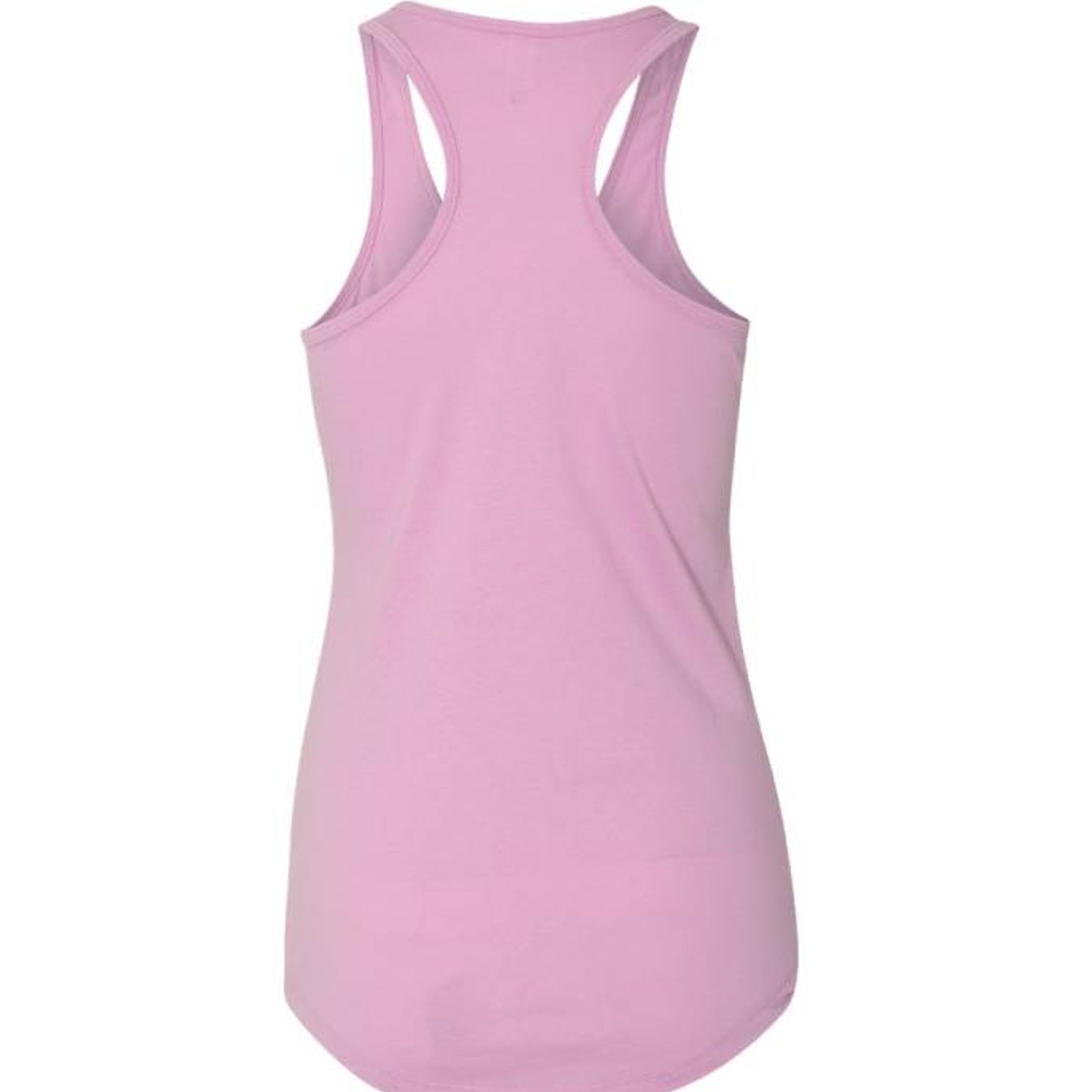 The Hocking Hills Store light pink racerback tank top made from a soft cotton-polyester blend, back view.