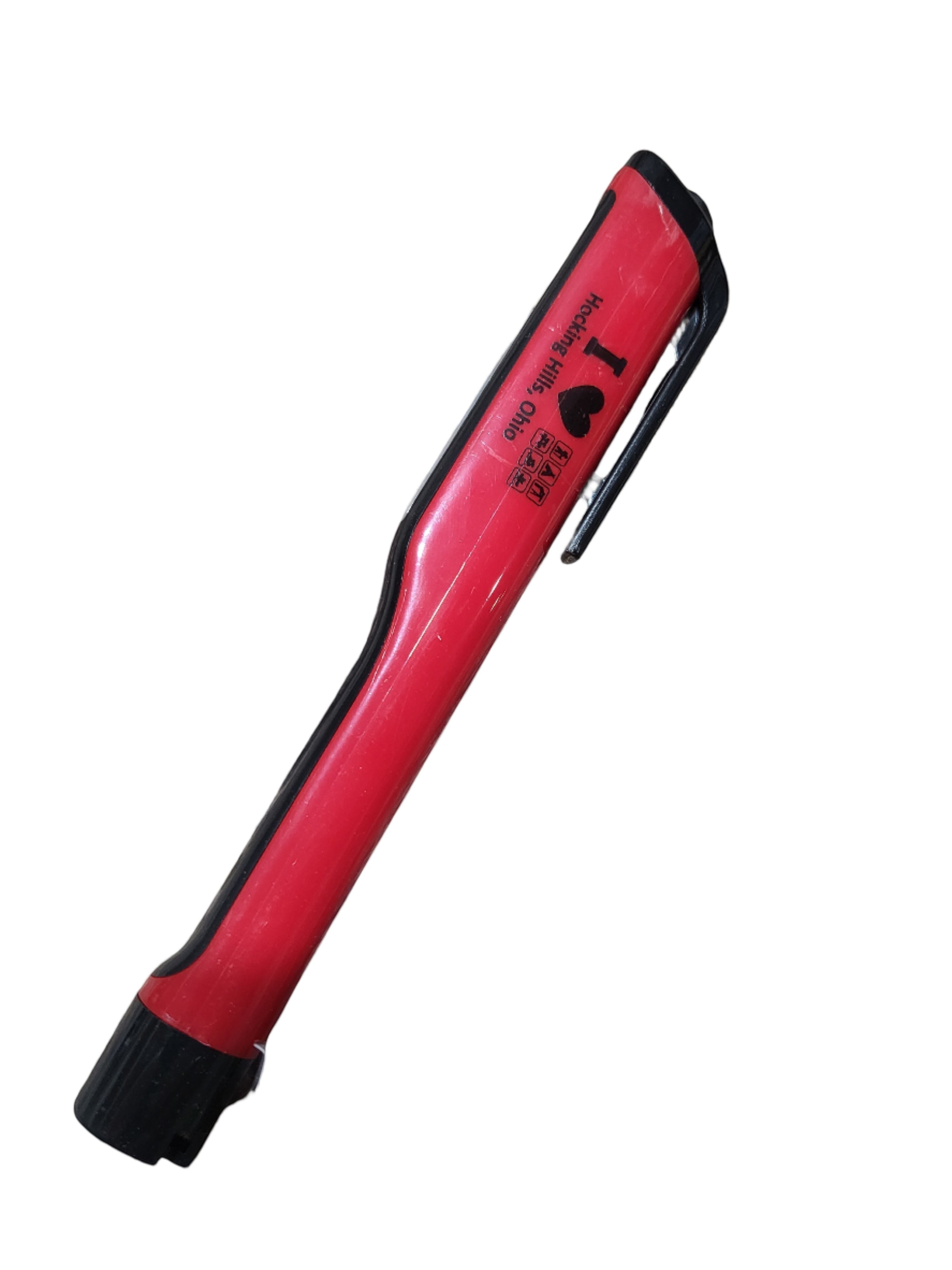 The Hocking Hills Store red LED shirt clip trail light with
