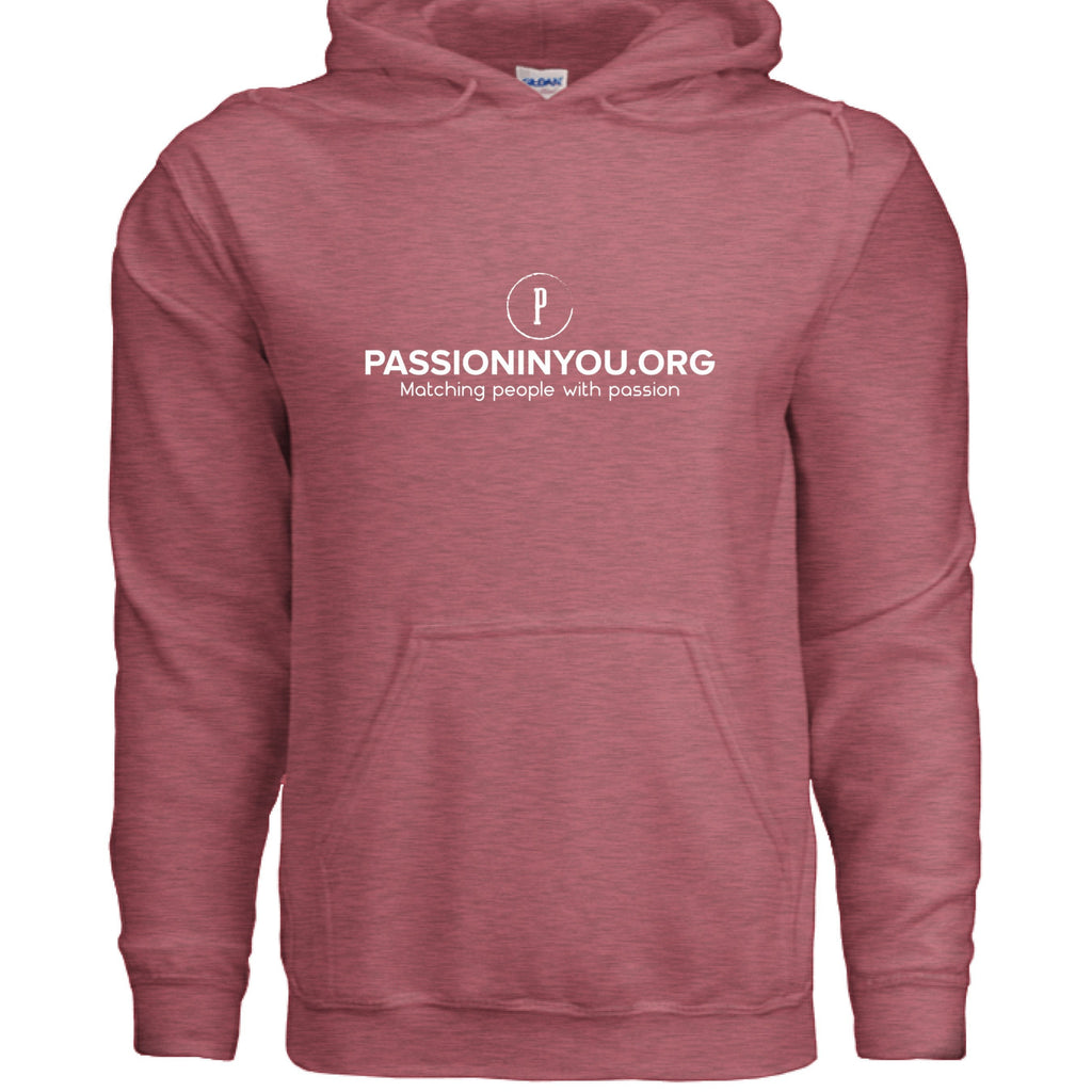 The Hocking Hills Store heathered rose Gildan G185 adult heavy blend 8 oz., 50/50 cotton polyester hoodie with a double-lined hood and pouch pocket.