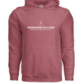 The Hocking Hills Store heathered rose Gildan G185 adult heavy blend 8 oz., 50/50 cotton polyester hoodie with a double-lined hood and pouch pocket.