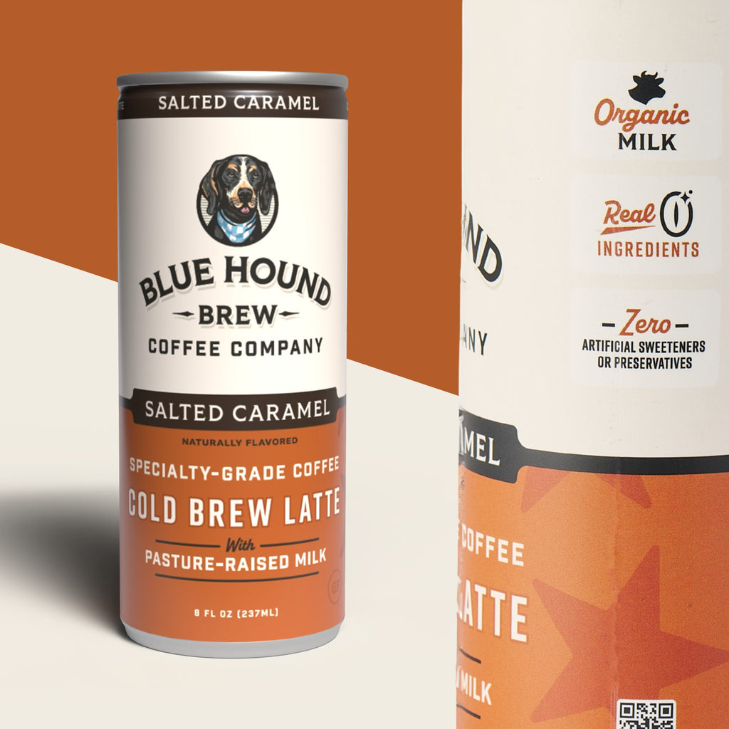 The Hocking Hills Store Salted Caramel Cold Brew Latte can with organic milk and real ingredients.