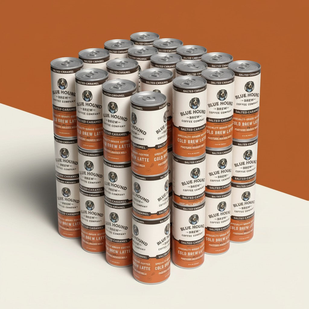 The Hocking Hills Store Salted Caramel Latte cans, featuring organic milk and cold brew coffee.