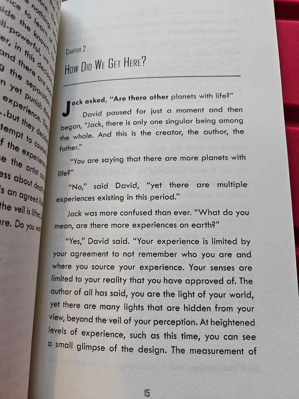 The Hocking Hills Store's book 'The Veil: A Journey to the Other Side' features chapter 2 discussing planets and perception.