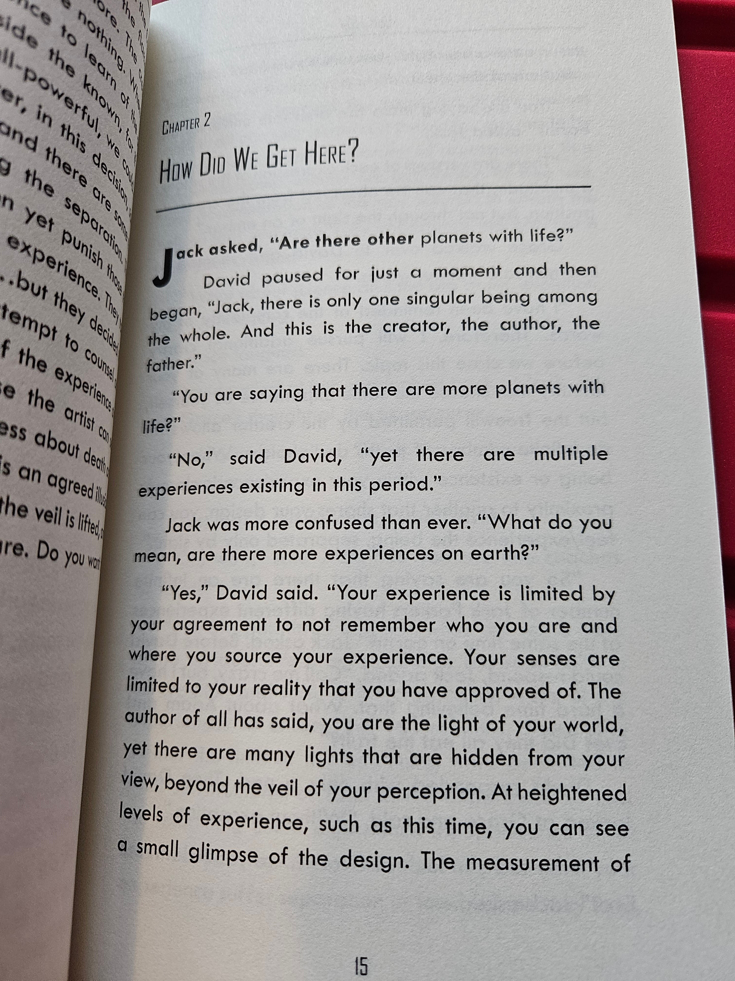 The Hocking Hills Store's book 'The Veil: A Journey to the Other Side' features chapter 2 discussing planets and perception.