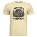 The Hocking Hills Store unisex triblend t-shirt with a graphic of a treehouse and text 'I Am Here for the Accommodations Hocking Hills, Ohio'.