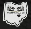 The Hocking Hills Store Wayne National Forest Ohio bumper sticker featuring ATVs and a heart.