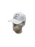 The Hocking Hills Store white baseball cap with a patch featuring Ohio and hiking imagery.