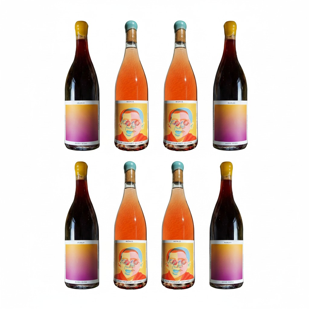 The Hocking Hills Store bundle of two red wines and two orange wines with colourful, artistic labels.