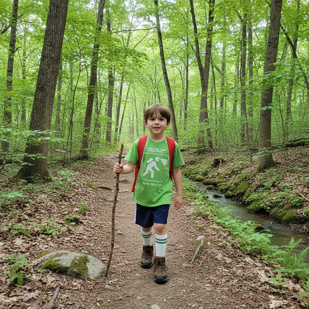 The Hocking Hills Store lime green graphic tee with a white spelunker icon and text "I FEEL LIKE SOME SPELUNKING HOCKING HILLS, OHIO".